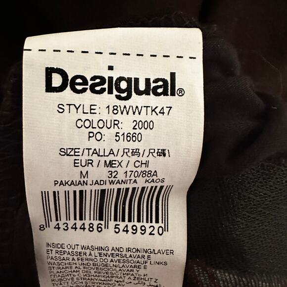 Desigual Eltsa Statement Sleeve Top Womens Medium Black Floral Birds Boho - Picture 8 of 10